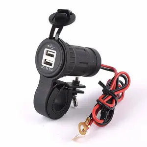 12V Motorcycle SAE To USB Dual Port with Bracket Cable Adapter Phone Charger With LED Voltmeter