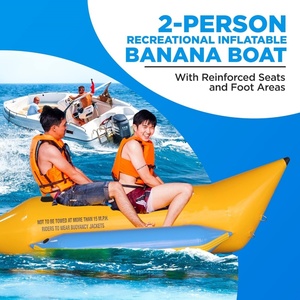Bateau gonflable en PVC en forme de banane, 125,9*49,2*35,4 pouces, tube tractable pour deux personnes, pour s'amuser en été à la piscine ou à la plage - Product Image 5