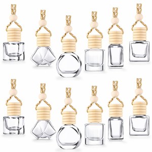 Großhandel: Sortierte 6 Formen, leere, klare Glas-Auto-Lufterfrischer-Diffusorflaschen mit geripptem Holzverschluss und goldenem Hanfseil, 12er-Pack - Product Image 5