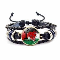 Bracelet tissé élégant avec drapeau de la Palestine en cuir rétro vintage Accessoires d'amour sans paix Bracelets souvenirs/cadeaux
