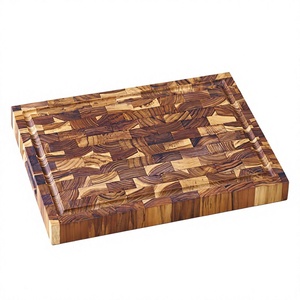 Tabla de cortar de lujo artesanal SMARTWOOD de acacia con veta final, gruesa, apta para cuchillos, bloque de picar con veta de borde y bandeja para servir - Product Image 1