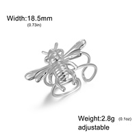 Bague ouverte en forme d'abeille mignonne, unisexe, en acier inoxydable 304, pierre naturelle, plaqué or 18 carats, bijoux d'insectes et d'animaux tendance, cadeau en gros
