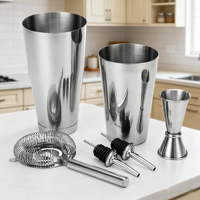 Ensemble de shakers Boston en acier inoxydable 20oz 25oz, ensemble de shakers à cocktails 6 pièces, kit de barman pour boissons mélangées
