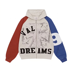 <span class=keywords><strong>Sudadera</strong></span> con capucha y cremallera a <span class=keywords><strong>rayas</strong></span> estilo universitario para <span class=keywords><strong>hombre</strong></span>, de gran tamaño, de algodón 100% de alto gramaje, con estampado retro, estilo urbano informal - Product Image 6