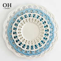 Ensemble de vaisselle creuse personnalisée en porcelaine, style minimaliste italien, écologique, fait main, pour mariage, en gros, en stock