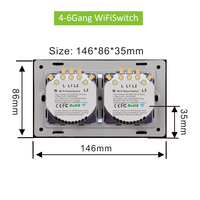 Tuya Smart WIFI Touch Light Switch 4 5 6 Gang Eu Switch Compatible avec Alexa Google Home