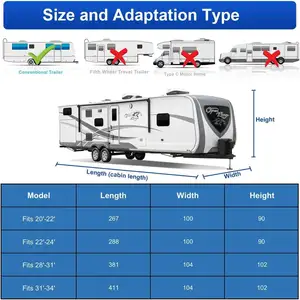 RV Conventional Trailer Cover Waterproof UV Dust Protection Customized All Weather