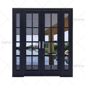 Portes françaises en acier français pour l'extérieur, taille pour la maison, porte française en aluminium avec vitrage, porte à battants pour maison, villa - Product Image 1