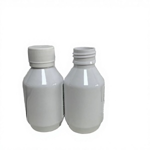 125ml <b>White</b> Round PET Plastic Bottle Package with <b>Screw</b> Cap Screen Printed Lot Number for Juice (Tusco EF Syrup) - Product Image 2