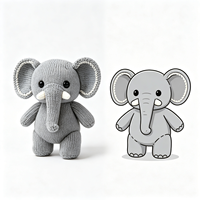 Peluche d'éléphant tricotée en forme de dessin animé, douce et mignonne, vente en gros, jouet en peluche personnalisé pour enfants, personnalisation