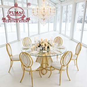 Elegant Banquet Hall Stainless Steel Round Dining <b>Tables</b> for Weddings - Product Image 3