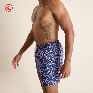 <b>Men</b> Geometric Print Beach Shorts Quick Dry Woven Polyester Drawstring Waist with Pockets Mid Length Swim <b>Trunks</b> - Product Image 3