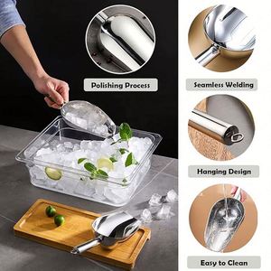 Pala para Hielo de Acero Inoxidable Plateado con Logotipo Personalizado, Accesorios de Bar de Alta Resistencia para Máquinas de Hielo y Uso Alimentario - Product Image 3