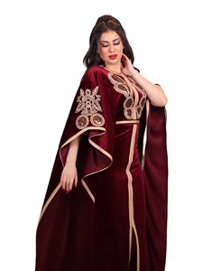 Velluto Eid Ramadan abito di lusso Abaya abbigliamento islamico per le donne manica corta tacchino arabica elegante <span class=keywords><strong>etnico</strong></span> Jalabiya musulmano abito - Product Image 6