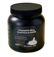 Poudre de protéines de lactosérum naturelle OEM ODM en marque privée pour hommes et femmes adultes, gain de masse musculaire rapide, halal, 450g, fitness