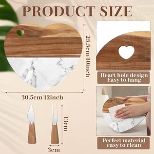 <span class=keywords><strong>Planche</strong></span> à découper et à servir en marbre en forme de cœur pour femmes, 12 pouces, <span class=keywords><strong>planche</strong></span> à fromage en bois et en marbre - Product Image 3