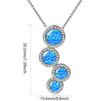 Vente en gros 4 cercles ronds bleu opale de feu collier pendentif