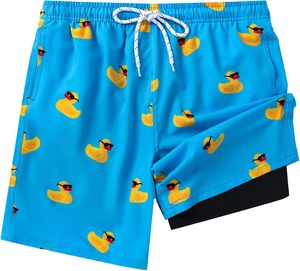 <b>Men</b> Cartoon Duck Print Beach Shorts Drawstring Swim <b>Trunks</b> Quick Dry Elastic Waist Summer Vacation - Product Image 1