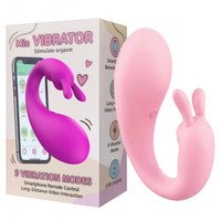 Vibrador Estilo Conejo con Revestimiento de Goma, Control por Aplicación, Bluetooth, Doble Cabezal, Recargable por USB, Resistente al Agua, para Uso Interno