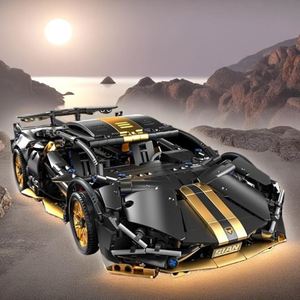 Technologie 1:14 Supercar de course noire en blocs de construction, jouet de voiture à assembler, cadeau d'anniversaire pour garçons - Product Image 1