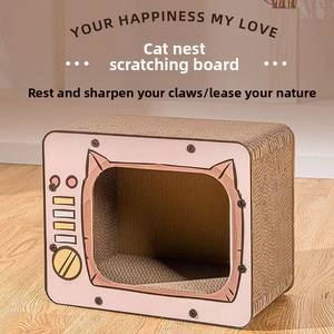 Neuestes Langlebiges Umweltfreundliches Wellpappe 2-Ebenen TV-förmiges Katzenbett & Kratzboard - Product Image 3