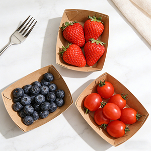 Waterproof Greaseproof Stackable Aseptic Eco-Friendly Recycled Materials Kraft Paper Food Trays Multi Sizes Custom Logo - Product Image 4
