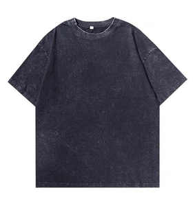 เสื้อยืดผ้าฝ้าย100% สำหรับผู้ชายหรูหราไม่มีลายพิมพ์โลโก้สไตล์วินเทจเสื้อยืดโอเวอร์ไซส์ซีดจางออกแบบได้ตามต้องการ - Product Image 4