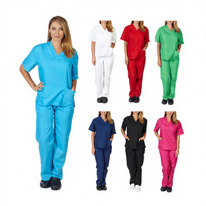 Vente en gros de tenues médicales personnalisées avec logo, pantalons de travail pour femmes, ensemble 2 pièces, tenue élégante pour médecins et infirmières - Product Image 1