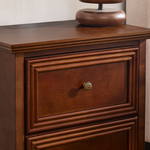Mid Century Modern Nightstand 22.9 In 2 <b>Drawers</b> Wood Storage Side Cabinet With Charging Station Outlet Hole - Product Image 4