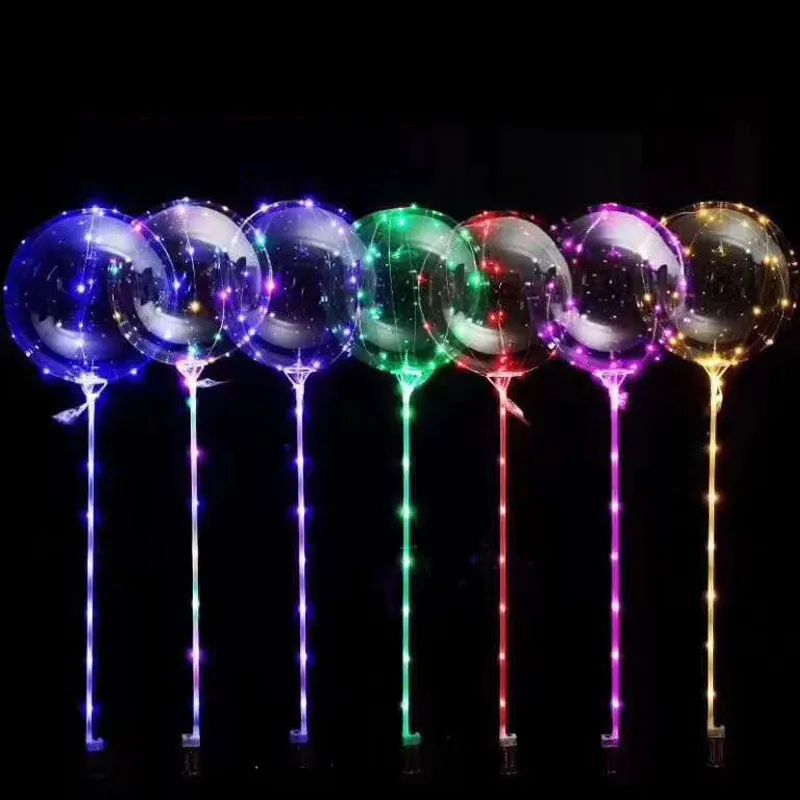 Supporto 20 pollici 70cm tondo tondo bobo balon accessori colore festival decorazione festa led palloncini luce con bastoni