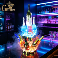 Seau à glace lumineux à LED à 3 niveaux en plastique pour la présentation de bouteilles VIP, idéal pour les soirées et les fêtes en boîte de nuit