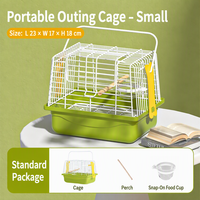 Cage de transport compacte pour petits oiseaux, cage de voyage portable pour perroquet avec perchoir en fil métallique pour perruche, tourterelle, agapornis, pinson