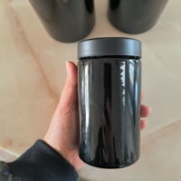 Personnalisé 100ML 150ML 200ML 300ML 400ML 500ML Pot UV noir mat résistant aux enfants Emballage de fleurs Pot en verre avec couvercle CR en plastique