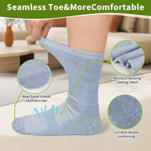Bambu elyaf antibakteriyel diyabetik çorap Unisex ekip yumuşak bambu çorap eko diyabetik çorap - Product Image 3
