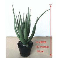17 Zoll Mini Tropische Aloe Vera Sukkulente Bonsai 14 Stück PE Künstliches Gras und Baum Kleine Größe 43cm Höhe