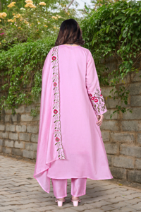 Conjunto de Salwar Kameez Rosa con Bordado Floral, Corte Regular, Secado Rápido, Ropa Tradicional India y Pakistaní para Mujer, para Fiestas - Product Image 5
