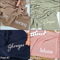 Couverture Bébé Personnalisable Broderie Motifs Explosifs en Coton Tricoté pour Canapé et Sieste 80x100cm 300-499g Toutes Saisons Qualité Supérieure Unie