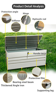 Poubelle de <span class=keywords><strong>rangement</strong></span> de patio imperméable à l'extérieur Boîte de pont d'été pour coussins Coussins Outils de jardin en bois pour la maison de stockage extérieure - Product Image 4