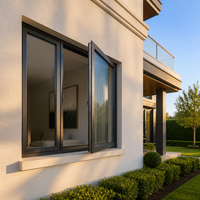 Ventana Abatible Insonorizada y Resistente a Huracanes AS2047 NFRC CE 6063-T5 PA66 5+20A+5 Low-E, Resistente a la Intemperie, OEM para Villa