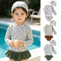 Trajes de Baño para Niños al por Mayor, Traje de Baño para Bebés, Bikini para Niñas, Traje de Baño de Manga Larga para Niños, Ropa de Playa para Niños con Gorro
