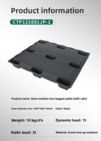 Palette en plastique à neuf pieds en PP pour usage industriel, palette en plastique empilable avec barres de blocage pour la logistique d'entrepôt