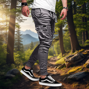 Pantalones Deportivos Casuales para Hombre, Estilo Cargo, Corte Holgado, con Cordón Ajustable, de Lona de Algodón, para Senderismo, Color Gris, Talla 34 - Product Image 2