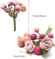 Bouquet de fleurs artificielles en feutre polyester, boule de fleurs en feutre multicolores, fleurs en feutre pour la décoration