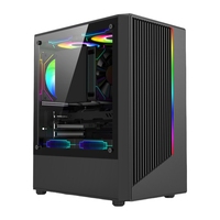 Spcc Steel Micro ATX Gaming Computer Game Chassis PC Mid Tower Case with Side Panel Window Optional RGB Strip Private Mold