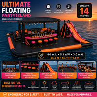 Plateforme aquatique gonflable commerciale flottante avec toboggan, auvent, canapé et table pour complexe hôtelier – Vente en gros