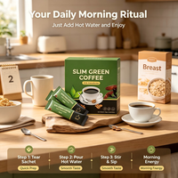 Café Vert Minceur Instantané à la Ganoderma Reishi, Café Arabica pour la Gestion du Poids, Café Herbal, Complément Alimentaire