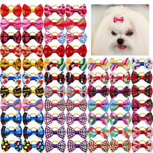 Conjunto de 50 Uds. De lazos para el cuidado del perro, colores variados, cabeza de gato, mascota, lazo de flores, joyería, horquilla, diadema para perro