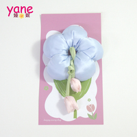 Chouchou à fleurs surdimensionné, élastique à cheveux couleur personnalisée, accessoire capillaire avec carte de présentation pour usage quotidien et cadeaux