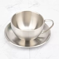 Tasse à café réutilisable moderne en acier inoxydable 304, écologique, 300 ml, pour lait et thé, thé de l'après-midi, latte, expresso, durable