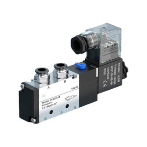 Aluminium Aloi 5/2 cara Pilot pneumatik katup Solenoid AC220V kontrol listrik Media Gas suhu sedang 0.15-0.8 MPa tekanan - Product Image 1